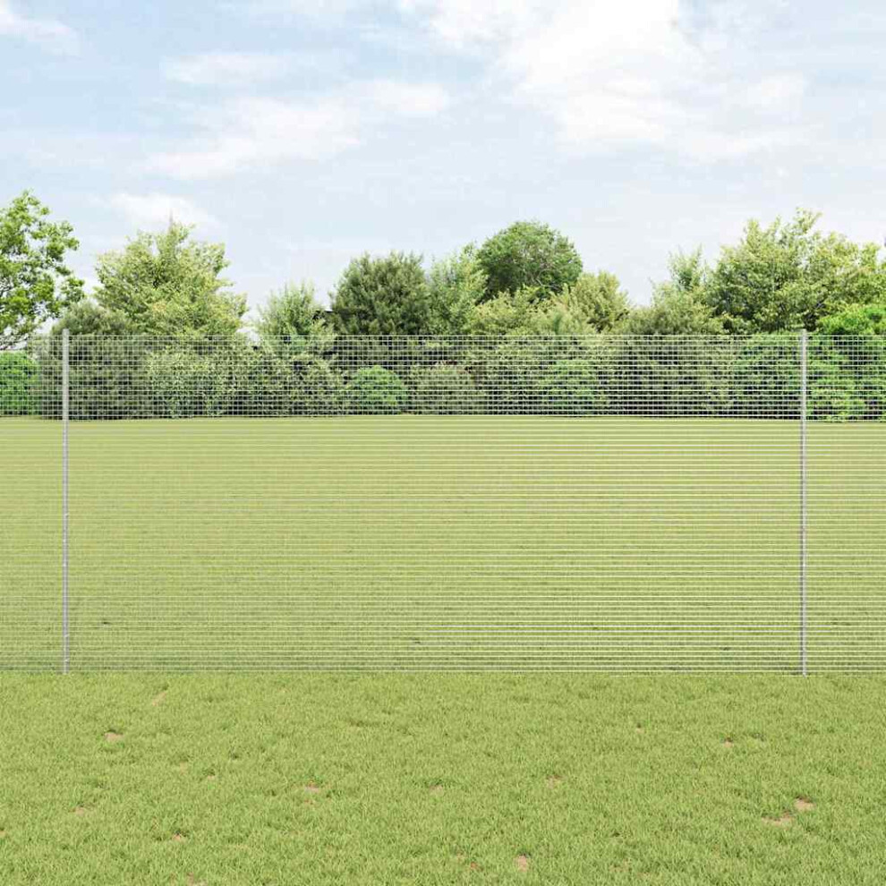 Vidaxl Welded Wire Fence With Post 50 X 1.4 M Pvc-Coated Steel Grey