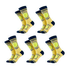 5 Pair Men Athletic Socks Soft Cotton Texture for-Yellow ball