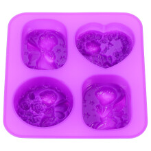 1St Silicone Zeepmal 4-Voudig Paars Voor Handgemaakt DIY