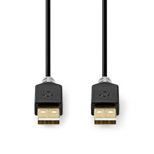 USB-kabel | USB 2.0 | USB-A Han | USB-A Han | 480 Mbps | Guldplateret | 2.00 m | Runde | PVC | Antracit | Box
