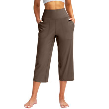 Hosen für Damen, weites Bein, Hose mit Taschen,-Kaffee XL