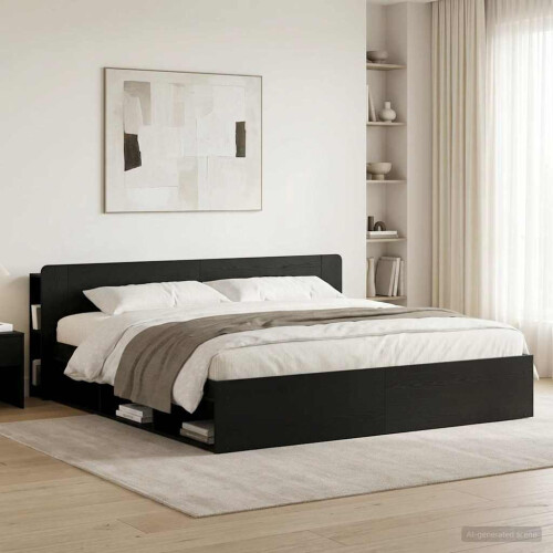 VidaXL vidaXL Headboard Cabinet with Storage Black Engineered Wood 2