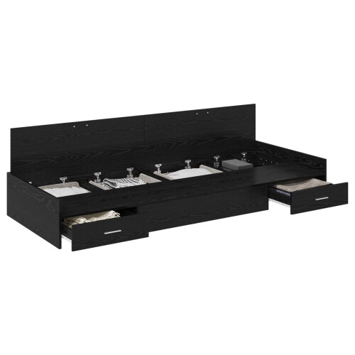 VidaXL vidaXL Bed Frame with Headboard Black Oak 75 x 190 cm Engineered Wood 1