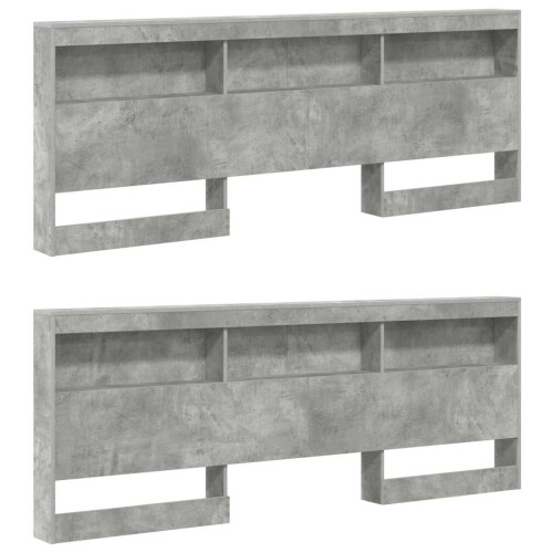 VidaXL vidaXL Storage Headboard Concrete Grey 200 cm Engineered Wood 1