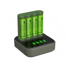 Batterilader (6t) inkl. 4 GP AA 2100mAh med ladestasjon