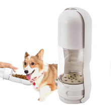 Dog Water Bottle with Food Container 2-In-1 Pet Travel Bottle And Food Dispenser White Large