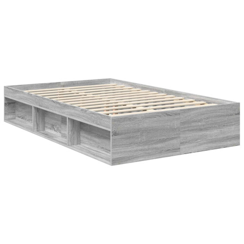 VidaXL vidaXL Bed Frame Grey Sonoma 120 x 190 cm Solid Pine Wood 1