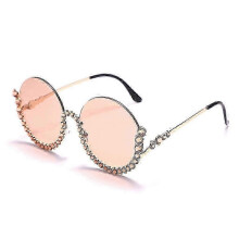 (Bright gold champagne) Round Sunglasses Driving Sunglasses Rhinestones Frame Sunglasses Y2k Sunglasses