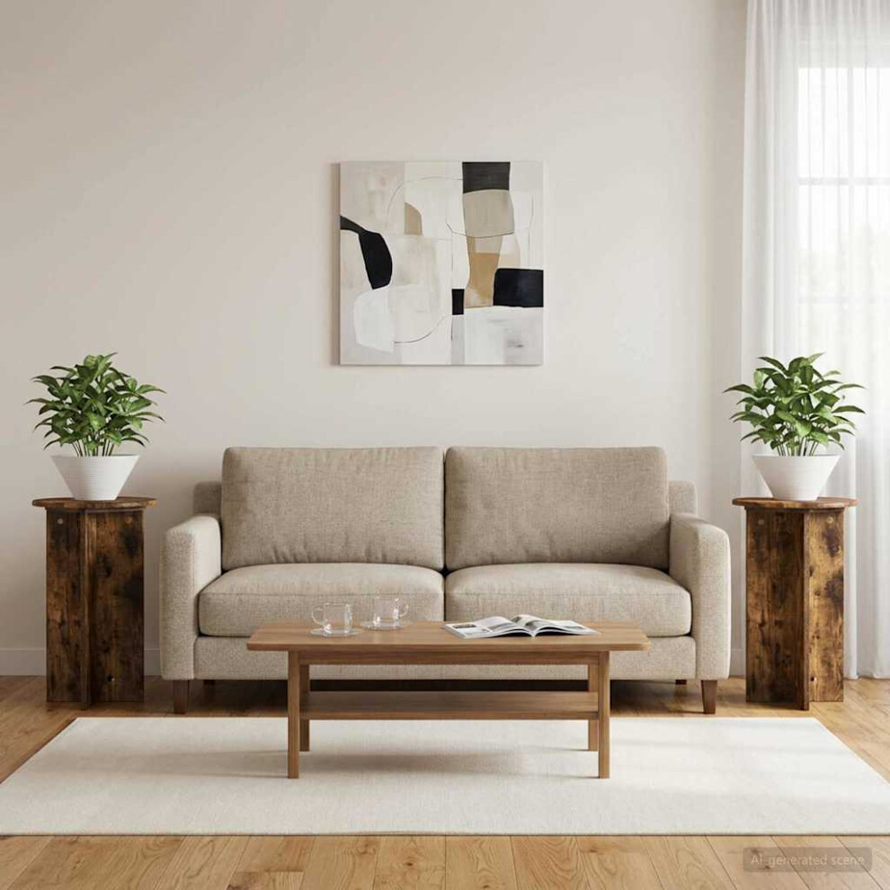 Vidaxl Plant Stand 2 Pcs Smoked Oak Ø40 X 60 Cm Engineered Wood