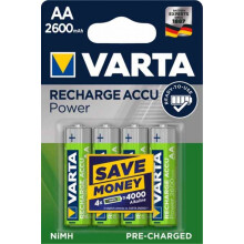 Baterie VARTA Recharge Accu Power AA 2600 mAh, 4-balení