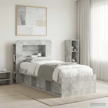 vidaXL Headboard Cabinet with Storage Concrete Grey Engineered Wood