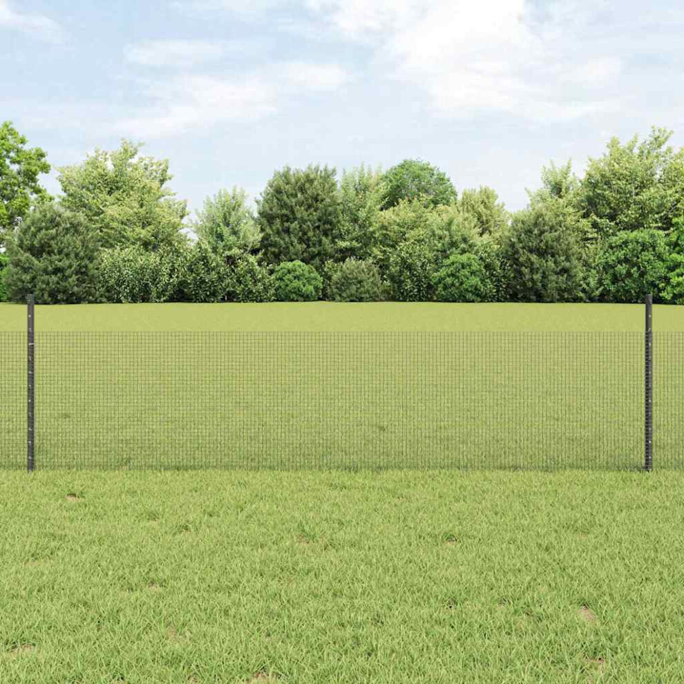 Vidaxl Welded Wire Fence With Post 100 X 0.5 M Pvc-Coated Steel Grey