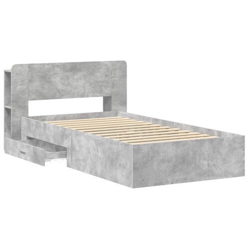 VidaXL vidaXL Bed Frame with Storage with Headboard Concrete Grey 75 x 190 cm 2
