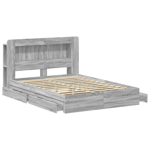 VidaXL vidaXL Bed Frame with Storage Grey Sonoma 160 x 200 cm Engineered Wood 2