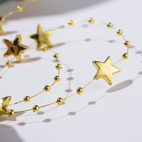 2Rollen Goldene DIY Perlenkette Für Weihnachtsbaumdeko 2