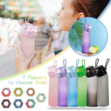 (Green, One Size) 700ml Water Bottle, Update Water Bottle Up Set with 7 Capsules Drinking Straw, Outdoor Sport Hydration Bottle