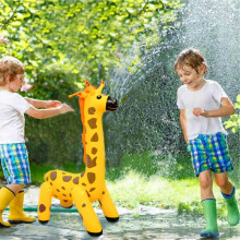 (yellow) Inflatable Water Spray Giraffe PVC Inflatable Simulation Animal Kids Toy Party Decoration Outdoor Fun