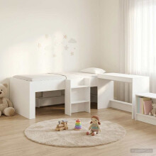 vidaXL Kids'High Bed Frame with Desk White 90 x 190 cm