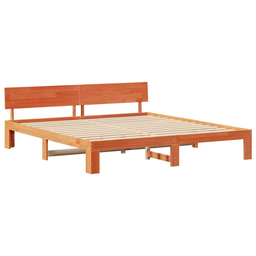 VidaXL vidaXL Bed Frame with Headboard Wax Brown 180 x 200 cm Solid Pine Wood 1