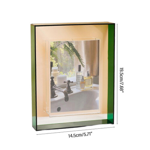 (grey) Photo Frame Acrylic Photo Holder for Desktop Display Support Horizontaled Vertical Clear  pink 2