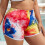 Sommer-Shorts, elastisch, hohe Taille,-Tie-Dye schwarz XL 5