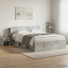 vidaXL Headboard Cabinet with Storage Concrete Grey Engineered Wood