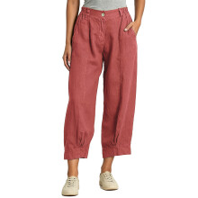 Lässige Baumwoll-Leinen-Hose für Damen, elastisch,-Marineblau XL