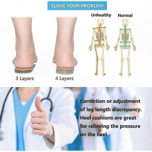 Orthopedic Heel Lift Inserts for Leg Length Discrepancy, Adjustable 4-Layer Height Insoles for Achilles Tendonitis Relief
