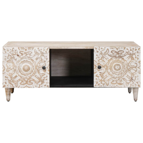 VidaXL vidaXL Coffee Table White 100 x 54 x 40 cm Solid Mango Wood 2