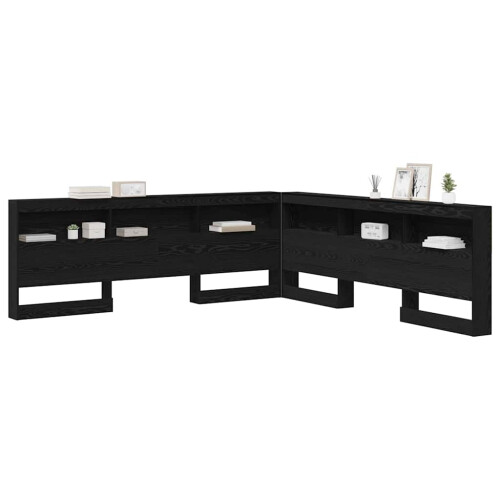 VidaXL vidaXL Storage Headboard with Shelf Black Oak 200 cm Engineered Wood 2