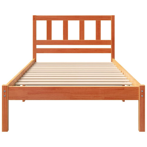 VidaXL vidaXL Bed Frame with Headboard Wax Brown 90 x 190 cm Solid Pine Wood 2
