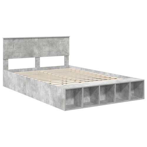 VidaXL vidaXL Bed Frame with Shelf Concrete Grey 160 x 200 cm Engineered Wood 1