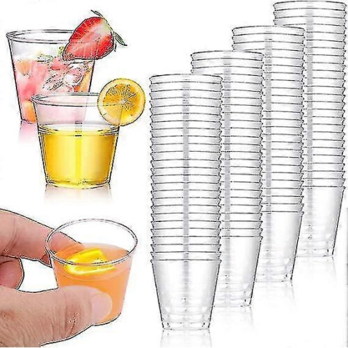 (100PCS) 100 Pack Plastic Shot Glasses 30ml, Reusable Party Drinking Cups Ha