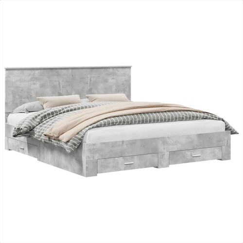 VidaXL vidaXL Bed Frame Concrete Grey 180 x 200 cm Engineered Wood 1