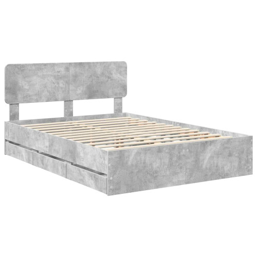 VidaXL vidaXL Bed Frame Concrete Grey 150 x 200 cm Engineered Wood 2