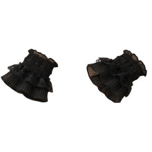 Poignets blancs élégants avec volants double couche et-Noir