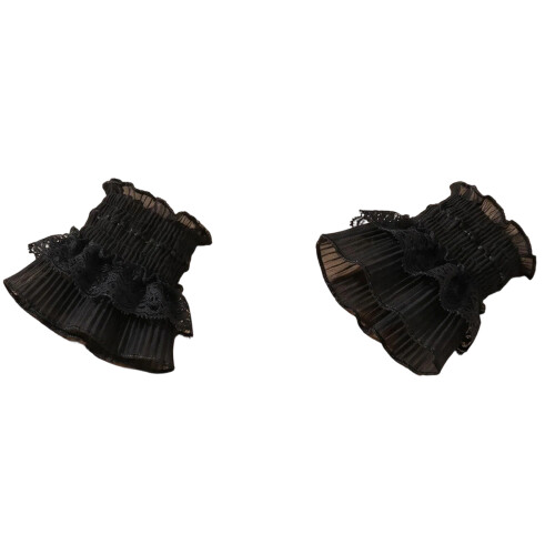 Poignets blancs élégants avec volants double couche et-Noir