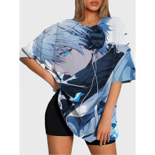 (M) T-shirt short sleeve round neck summer casual loose P123
