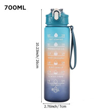 (Pink, 701-800ml) Gradient Straw Plastic Water Bottle Outdoor Sports Bottle 750ml Leakproof Portable Gym Water Jug