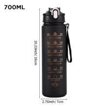(Green, 701-800ml) Gradient Straw Plastic Water Bottle Outdoor Sports Bottle 750ml Leakproof Portable Gym Water Jug
