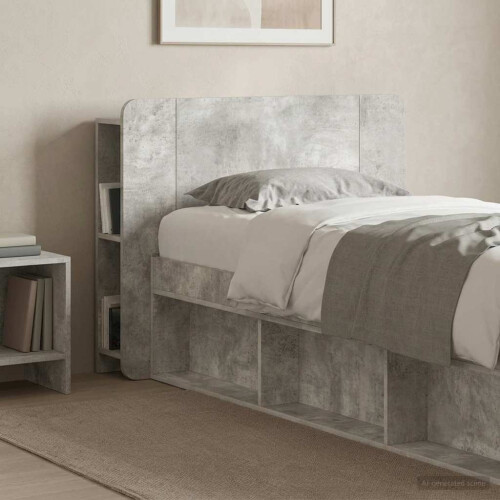 VidaXL vidaXL Headboard Cabinet with Storage Concrete Grey Engineered Wood 2
