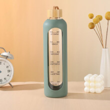 (Matches the image) 1L High Borosilicate Glass Water Bottle Portable Leakproof Drinking Bottle for Home Office Gym Travel Outdoor Sports Kettle