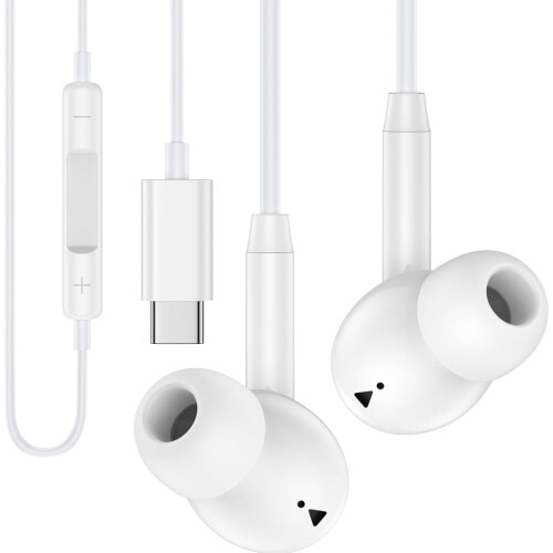 Écouteurs 3,5 mm/type C avec microphone-Blanc pour le type C