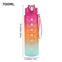 (Dark blue, 701-800ml) Gradient Straw Plastic Water Bottle Outdoor Sports Bottle 750ml Leakproof Portable Gym Water Jug