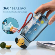 (Matches the image, 400ml) Creative Cartoon Kids Water Bottle 400/650ML Leakproof Straw Cup Portable Plastic Water Cup for Outdoor Sports