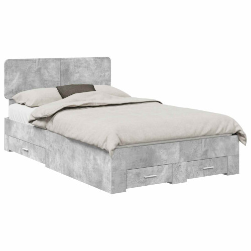 VidaXL vidaXL Bed Frame Concrete Grey 120 x 190 cm Engineered Wood 1