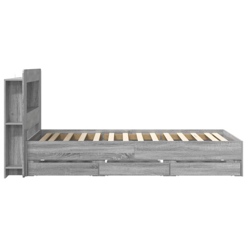 VidaXL vidaXL Bed Frame with Storage Grey Sonoma 90 x 200 cm Engineered Wood 1