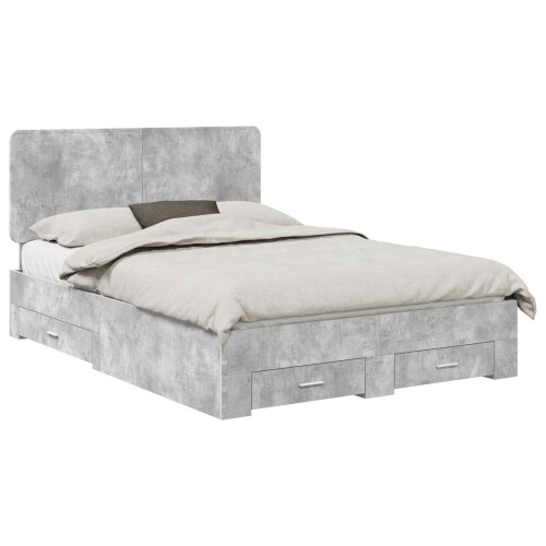 VidaXL vidaXL Bed Frame Concrete Grey 150 x 200 cm Engineered Wood 1