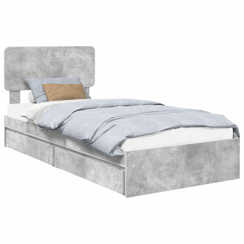 VidaXL vidaXL Storage Bed Concrete Grey 90 x 190 cm Engineered Wood 1