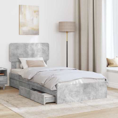 VidaXL vidaXL Storage Bed Concrete Grey 90 x 190 cm Engineered Wood 2